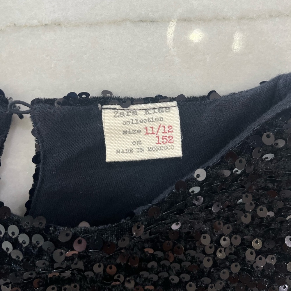Zara girls black sequin dress size 11/12